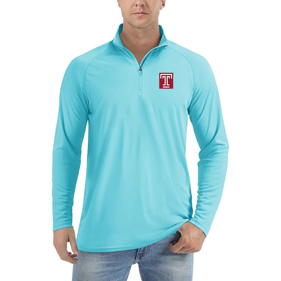 Men's Temple Owls Lightweight Quarter-Zip Athletic Shirt Long Sleeve Performance